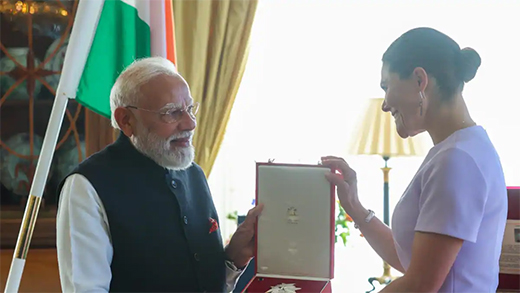 PM Modi receives Sweden&rsquo;s Royal Order of Polar Star Commander Grand Cross